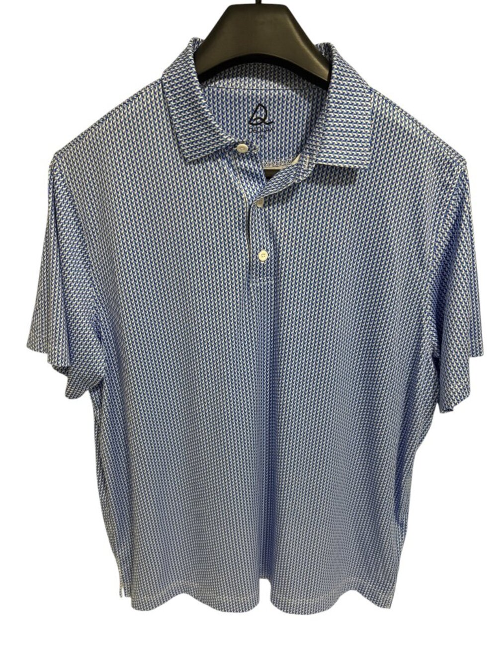 Deolax Polo Shirt Mens XXL Blue White Geometric Print Performance Golf